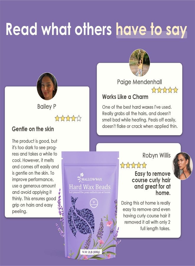 Mallowwax - Lavender - Wax Beads for Hair Removal - Natural & Hypoallergenic Formula - Stripless Refillable 2LB - Ideal for At-Home Use and Sensitive Areas - Image 4